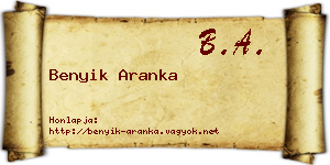 Benyik Aranka névjegykártya